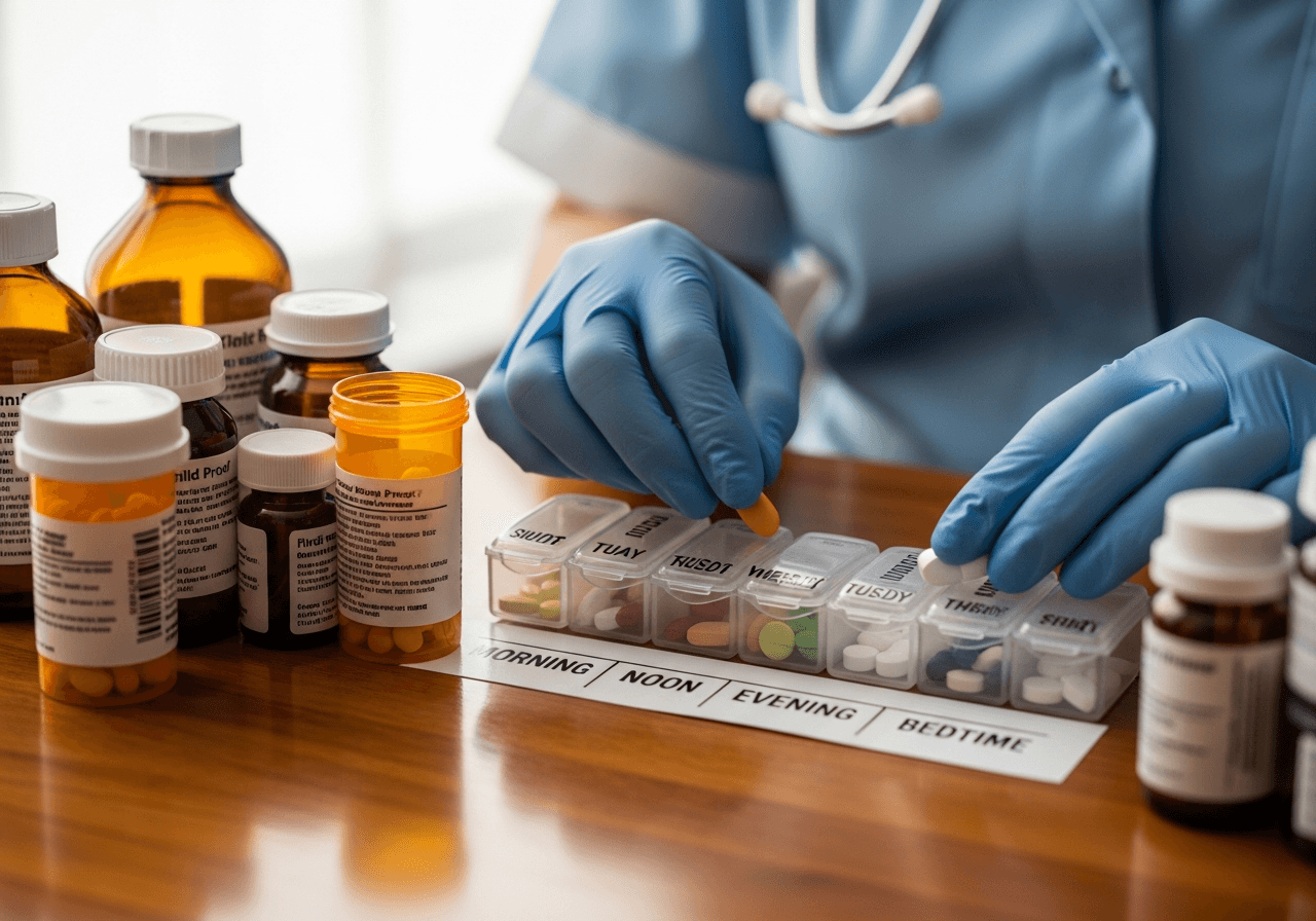 Medication Management caregiver with patient