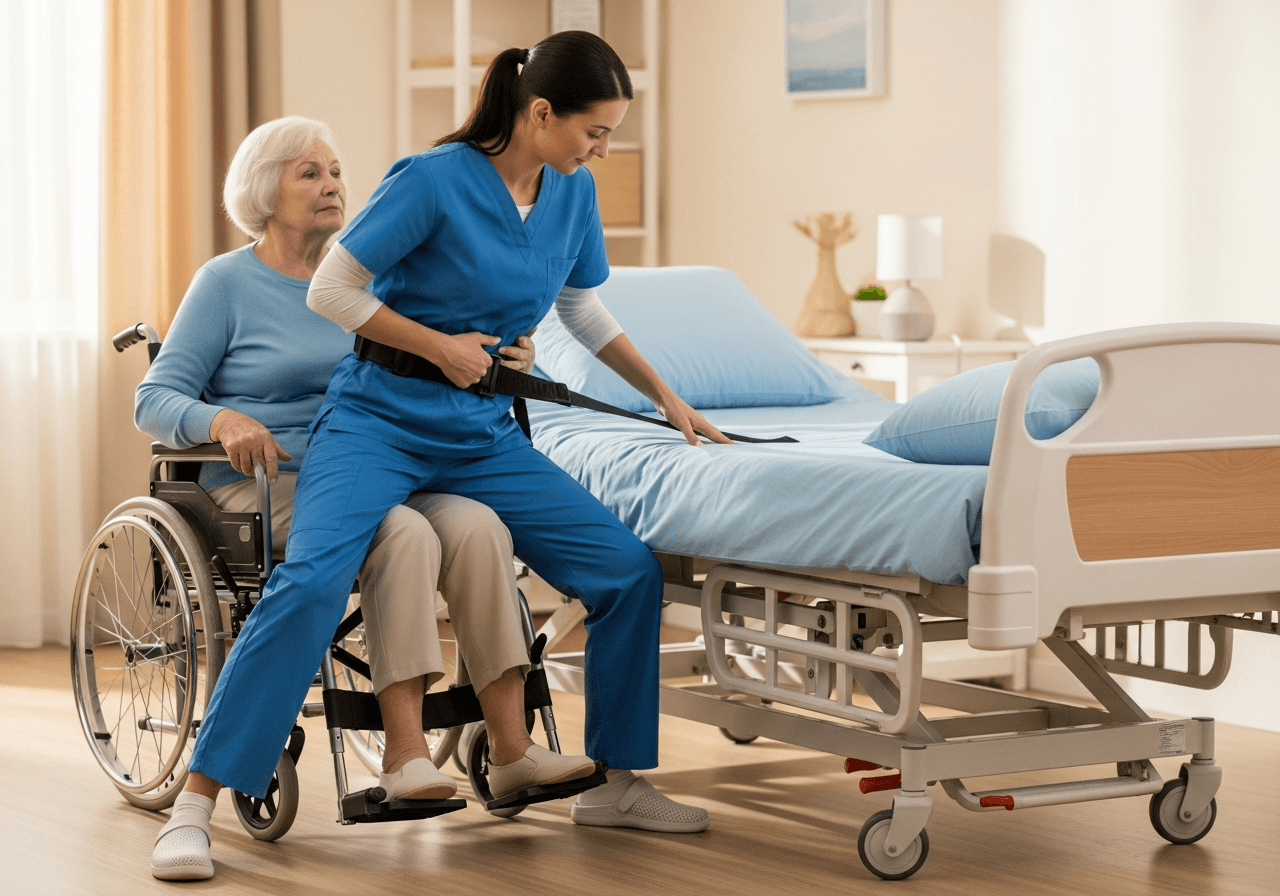 Transfer Assistance caregiver with patient